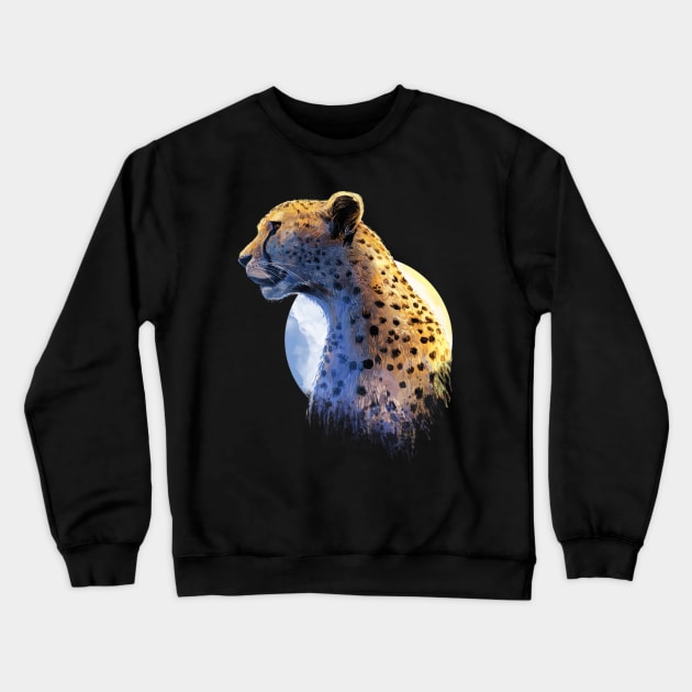 Cheetah Water Color Crewneck Sweatshirt by ZarenBeck